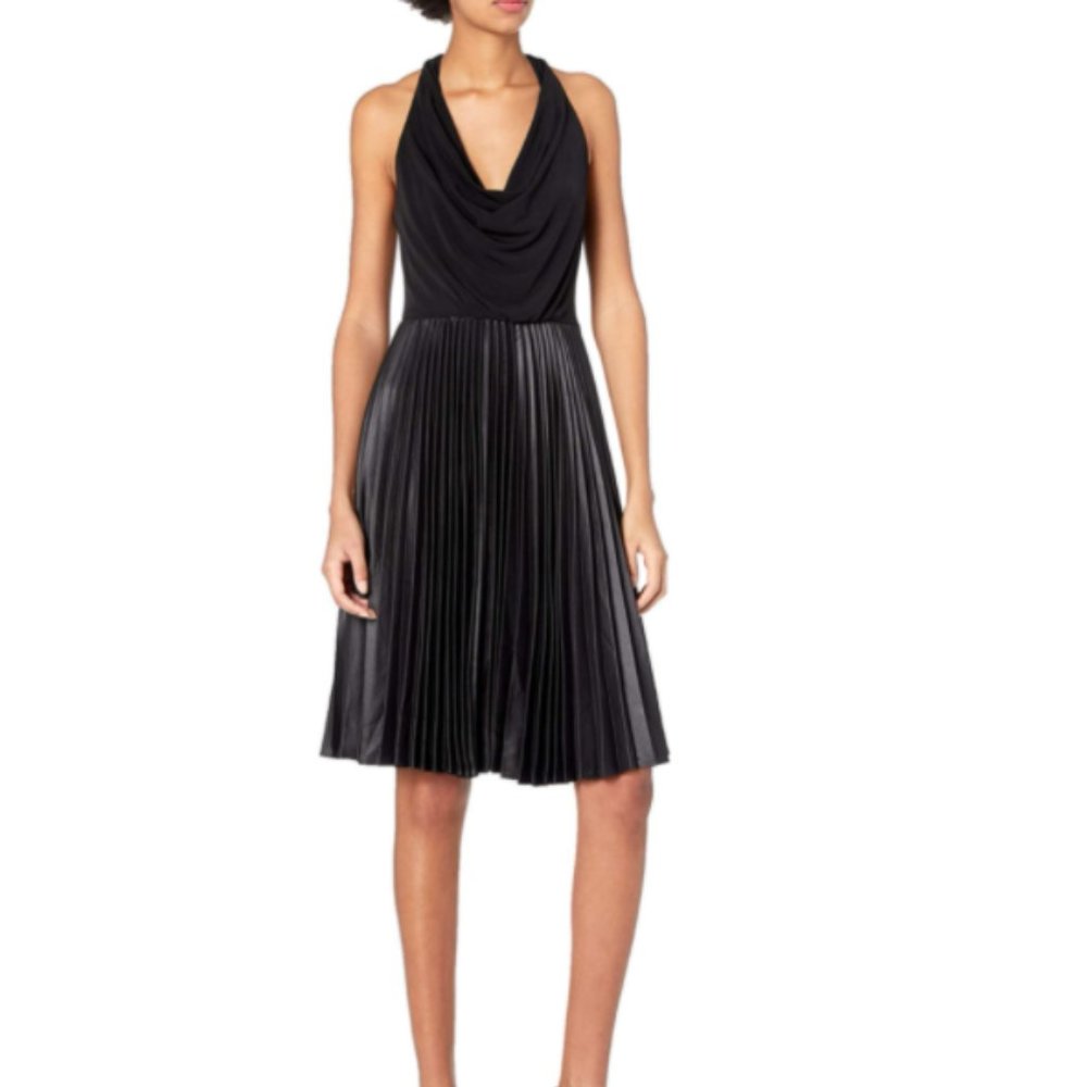Halston Heritage Pleat Fit and Flare Cocktail Dress (2)